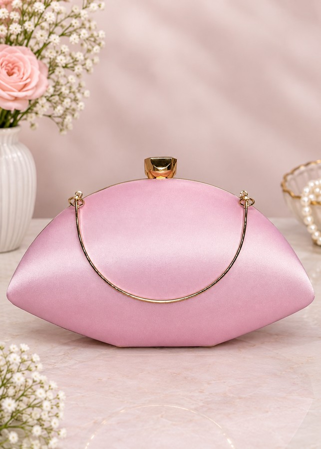 Back side of pink basket flower clutch by clutchrose