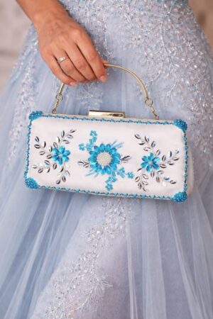 white silver blue clutch by clutchrose