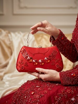 red stylish clutch by clutchrose