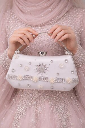 White Silver Crystal Clutch - 03PW