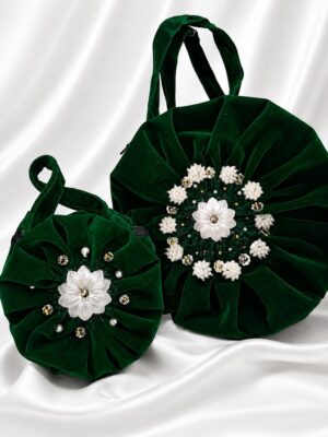 Deal 1 Green Velvet Flower Bag
