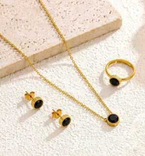 One stone necklace set - black